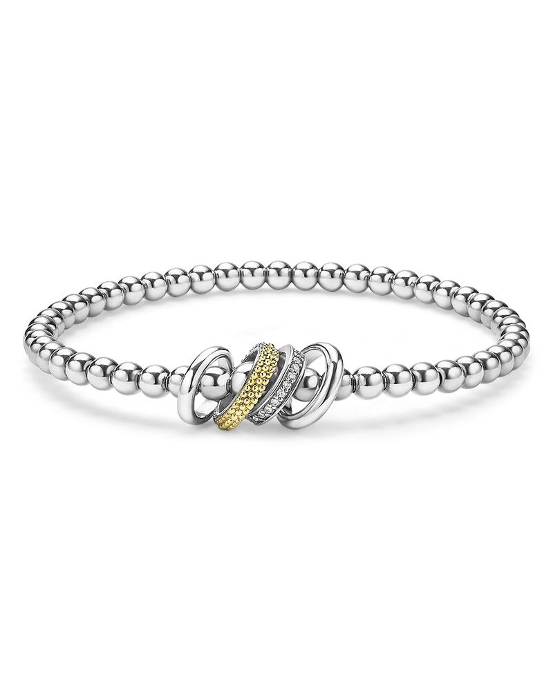 ラゴス レディース アクセサリー ブレスレット・バングル・アンクレット LAGOS 18K Yellow Gold & Sterling Silver Caviar Lux Diamond Fouring Stretch Bracelet Silver シルバー｜ReVida 店