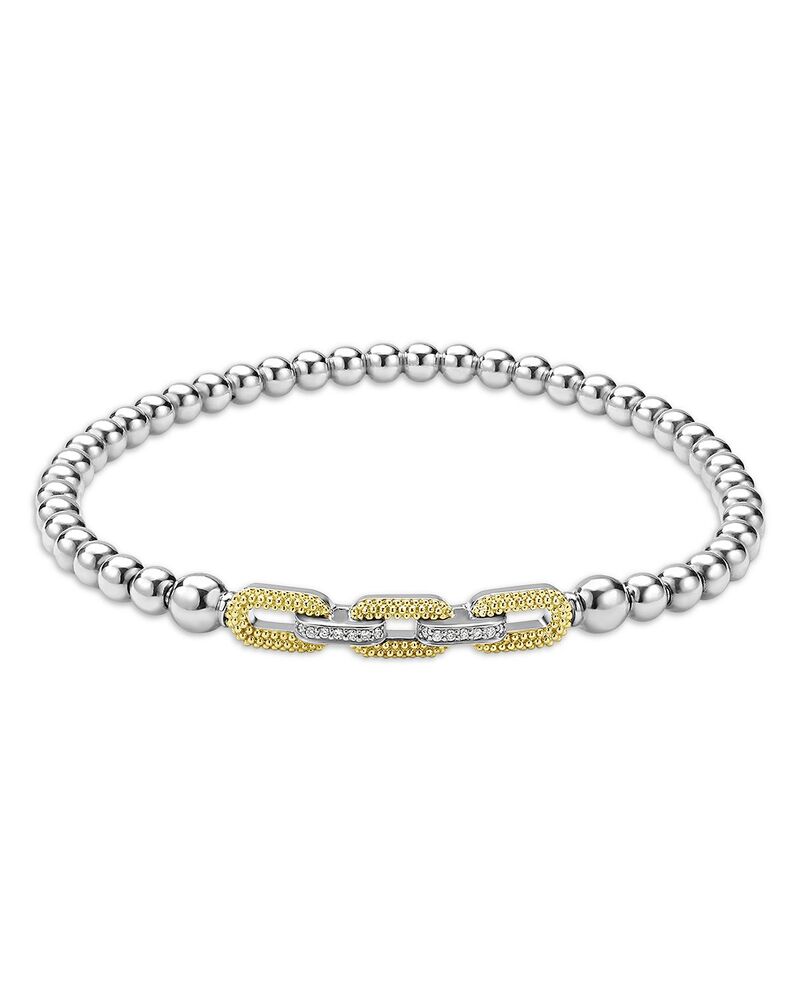 ラゴス レディース アクセサリー ブレスレット・バングル・アンクレット LAGOS 18K Yellow Gold & Sterling Silver Caviar Lux Diamond Beaded Stretch Bracelet - Exclusive Silver シルバー