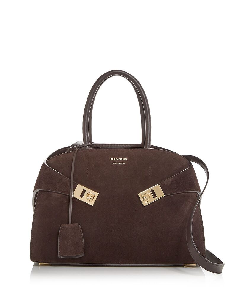 フェラガモ レディース バッグ スエード FERRAGAMO Hug Suede Shoulder Bag Testa Di Moro