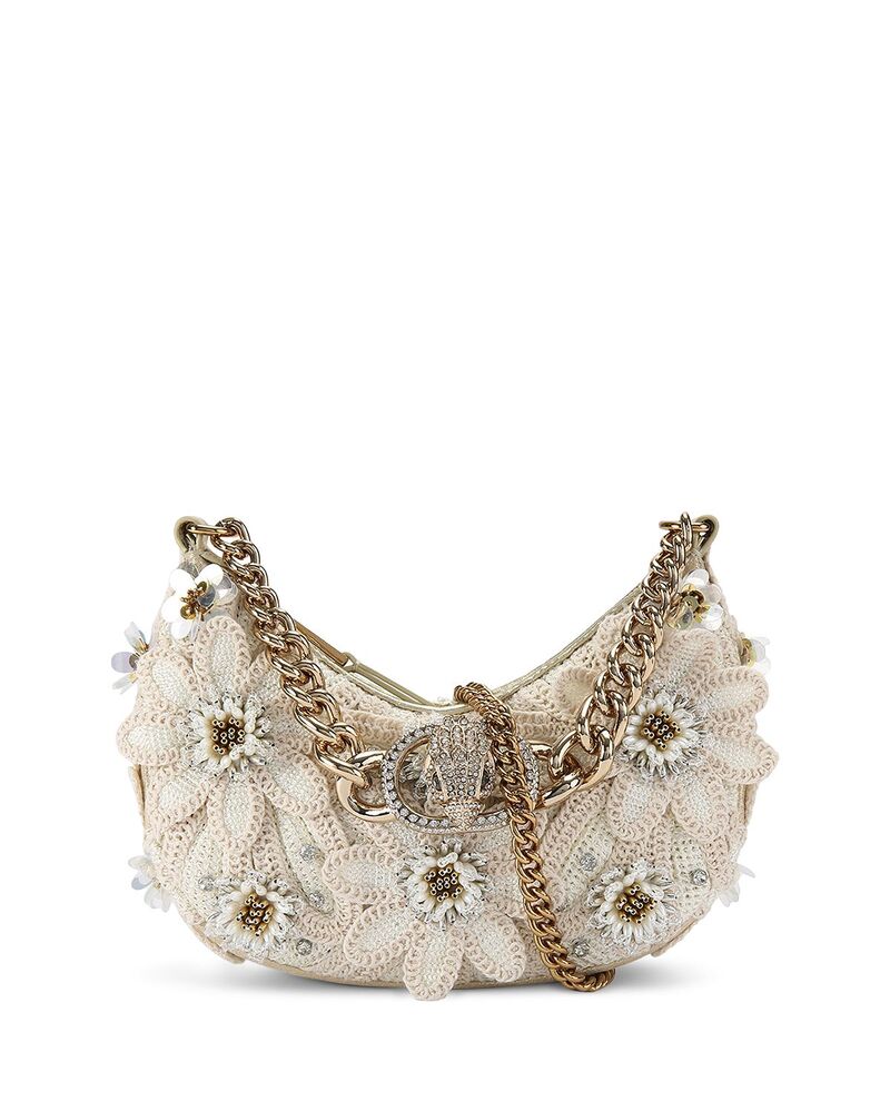 カートジェイガーロンドン レディース バッグ チェルシー KURT GEIGER LONDON Chelsea Embellished Flower Hobo Bag Open White ホワイト