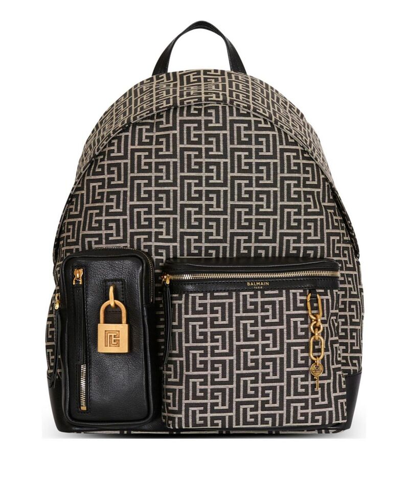 バルマン レディース 御徒面子 うしろ側容器に並べる・背嚢 Balmain Pulse Monogram Jacquard Backpack Black 黒いこと