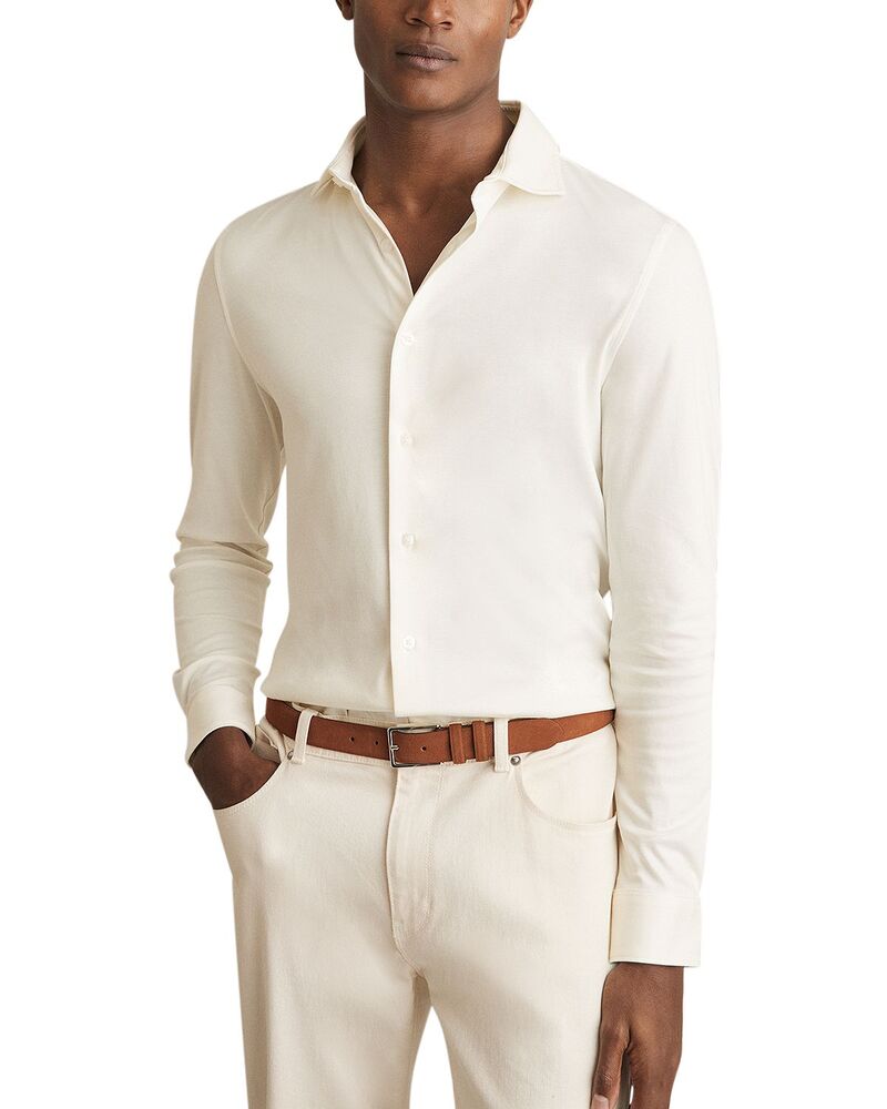 レイス メンズ トップス プルオーバー 綿織物 ティーシャツ REISS Duke Airwater Finish Cotton Jersey Shirt Ecru エクリュ トップス-カジュアルシャツ-メンズファッション