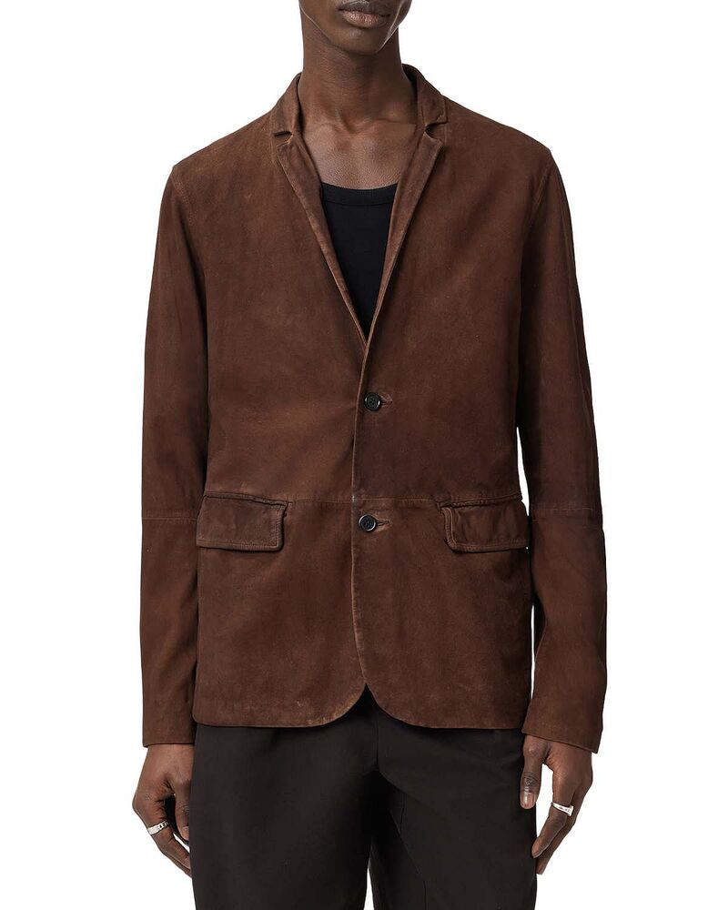 オールセインツ レディース アウター ジャケット・ブルゾン レギュラーフィット スエード ブレザー ALLSAINTS Monet Waxed Suede Regular Fit Blazer Cider Brown ブラウン