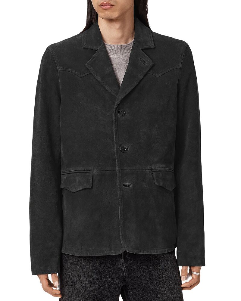 オールセインツ メンズ アウター ジャケット・ブルゾン スエード ブレザー ALLSAINTS Hornett Suede Blazer Twilight Black ブラック