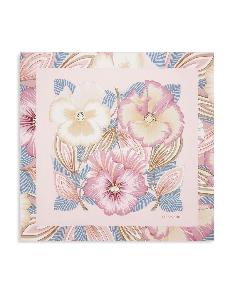フェラガモ レディース 添え物 消音装置・袈裟・えり巻き 刷り上げる 絹地 FERRAGAMO Brezza Print Square Silk Scarf Rosa/camel 駱駝