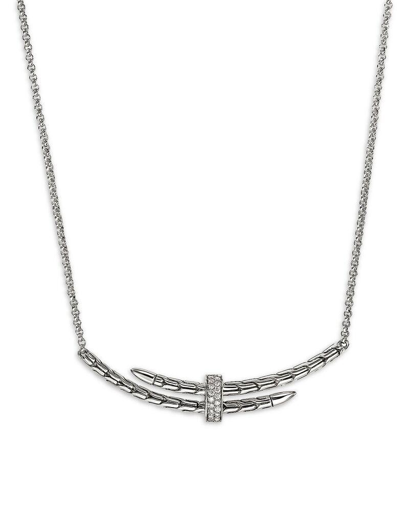 ジョン・ハーディー レディース アクセサリー ネックレス・チョーカー・ペンダントトップ レース JOHN HARDY Sterling Silver Spear Diamond Bypass Pendant Necklace 16-18\