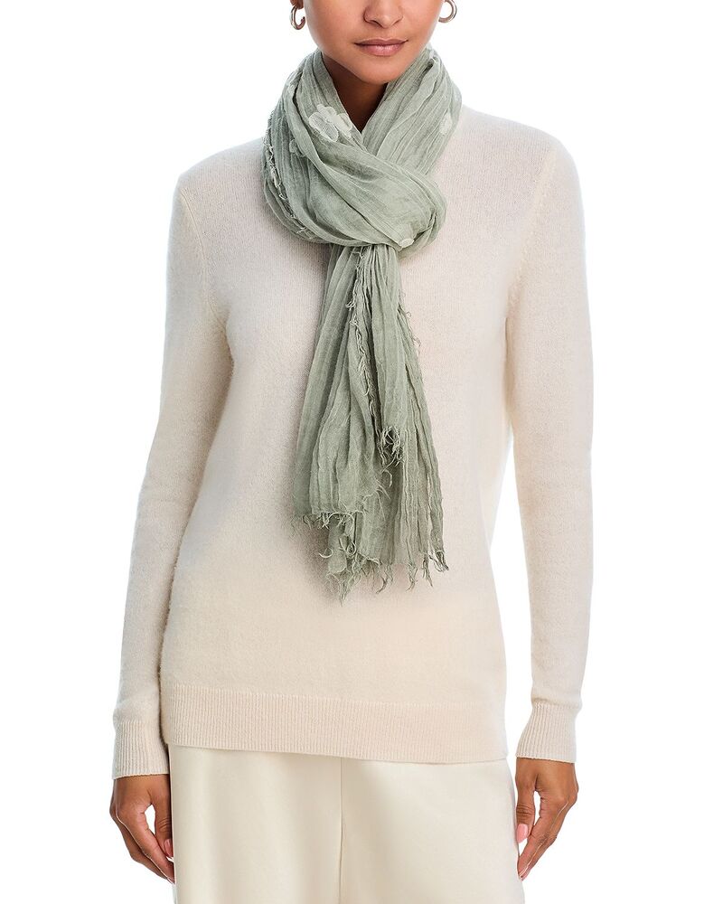 フラース レディース 付属品 マフラー・ストール・スカーフラワー柄 刺しゅう 御花 FRAAS V Solid Floral Embroidered Scarf - Exclusive London Fog