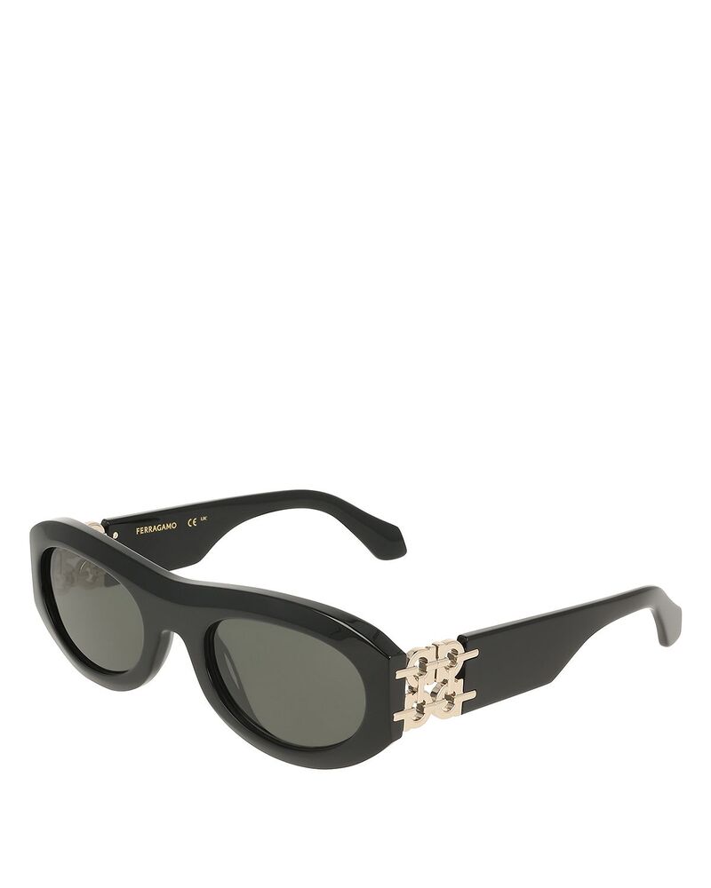 フェラガモ レディース アクセサリー サングラス・アイウェア FERRAGAMO Solid Oval Sunglasses 54mm Black ブラック