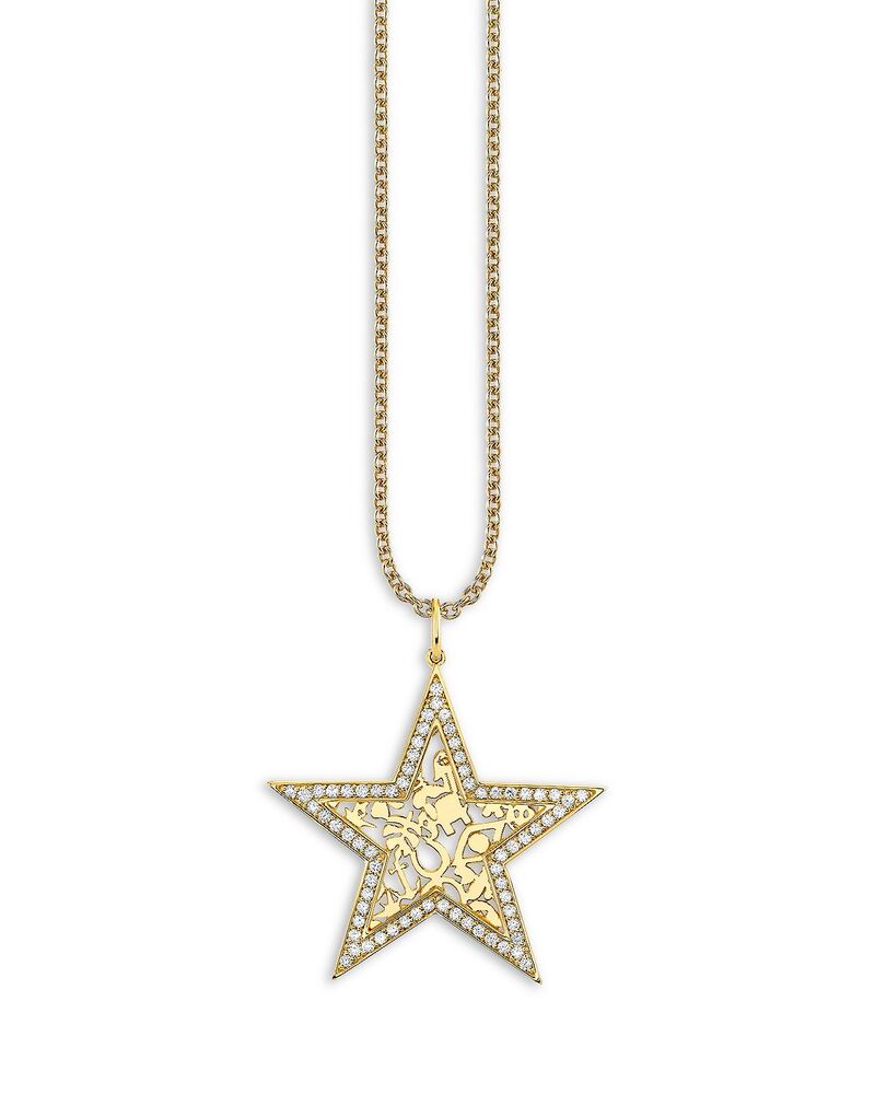 シドニーエヴァン レディース アクセサリー ネックレス・チョーカー・ペンダントトップ レース Sydney Evan 14K Yellow Gold Icons Diamond Wallpaper Star Charm Pendant Necklace 16-18\