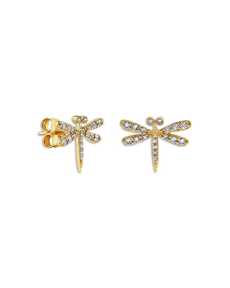 シドニーエヴァン レディース アクセサリー ピアス・イヤリング Sydney Evan 14K Yellow Gold Core Diamondragonfly Stud Earrings Gold ゴールド