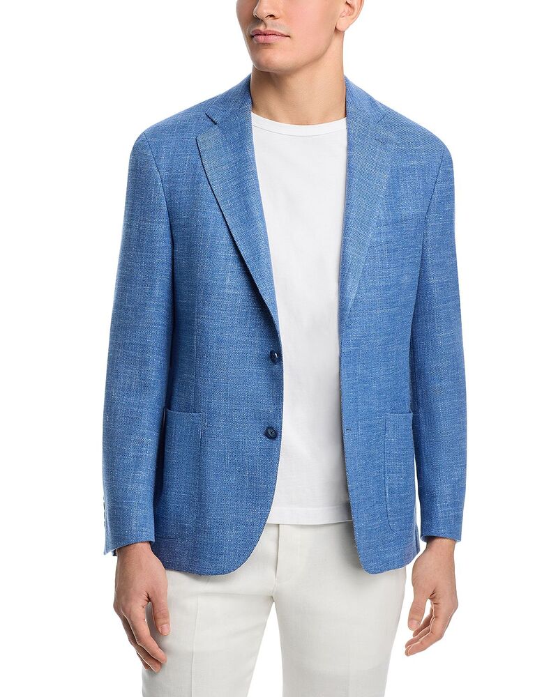 ヴィンス レディース アウター 上衣・上衣 か細い填まる 羊毛 絹地 厚地の外套 リネン Vince Wool Silk \u0026 Linen Textured Solid Unstructured Slim Fit Sport Coat Blue 青色