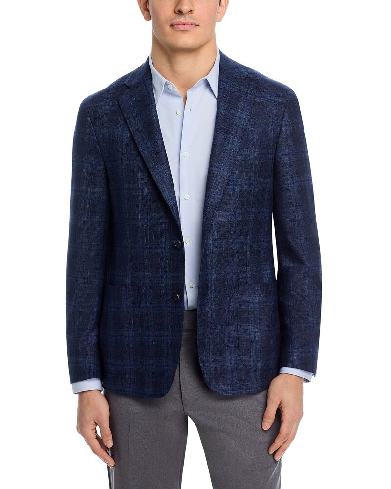 ヴィンス メンズ アウター ジャケット・ブルゾン スリムフィット ウール シルク コート Vince Silk & Wool Plaid Unstructured Slim Fit Sport Coat Navy/ Blue ネイビー