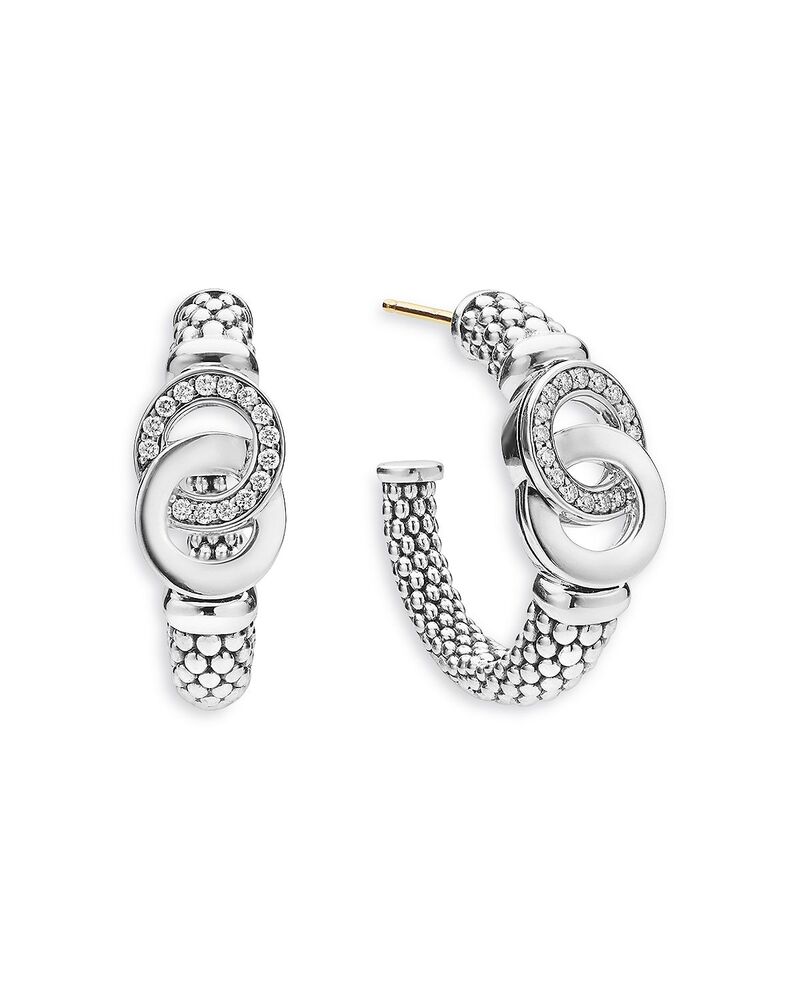 ラゴス レディース アクセサリー ピアス・イヤリング LAGOSterling Silver Signature Caviar Diamond Interlocking Hoop Earringsilver シルバー