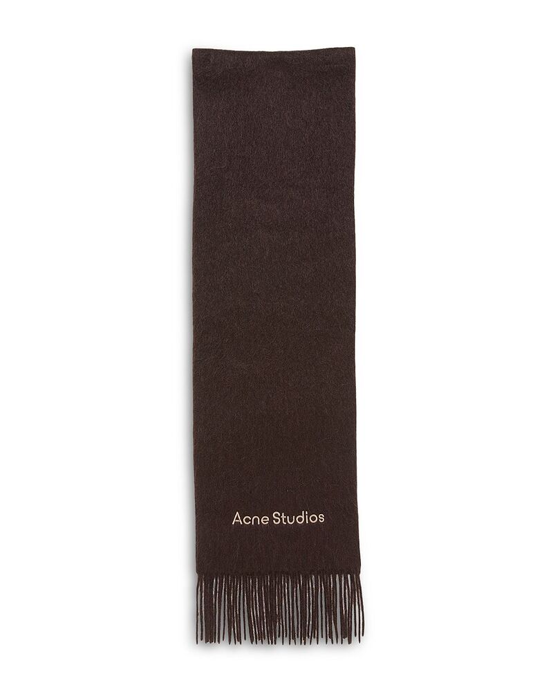 アクネ ストゥディオズ レディース 付属物 えり巻き・袈裟・えり巻き 羊毛 ロゴタイプ Acne Studios Alpaca Woologo Scarf Dark Brown 赤銅色