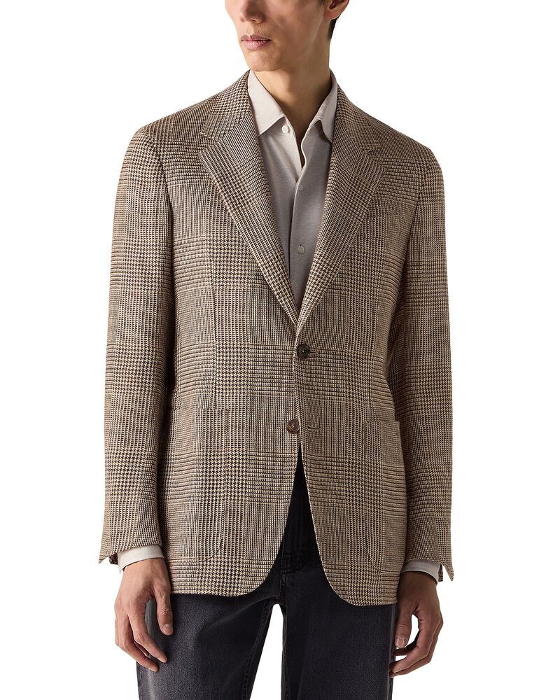 ゼニア メンズ アウター ジャケット・ブルゾン ウール シルク リネン ZEGNA Silk Linen & Wool Jacket Beige/Dark Brown ブラウン