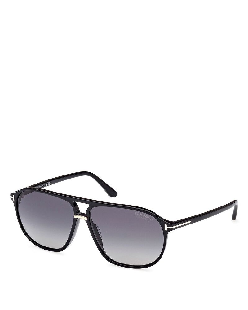 トム・ジェラルド・r・フォード レディース 付属物 サングラス・アイウェア Tom Ford Navigator Sunglasses 61粍 shiny black / smoke polarized 黒いこと