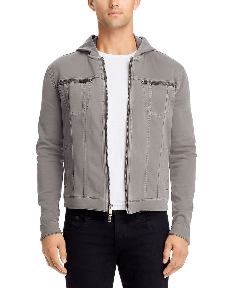 ジョンバルベイトス メンズ アウター 上衣・上衣 編み物 John Varvatos Hooded Zip-Front Knit Jacket Shark Gray 薄墨色 コート・ジャケット-メンズファッション
