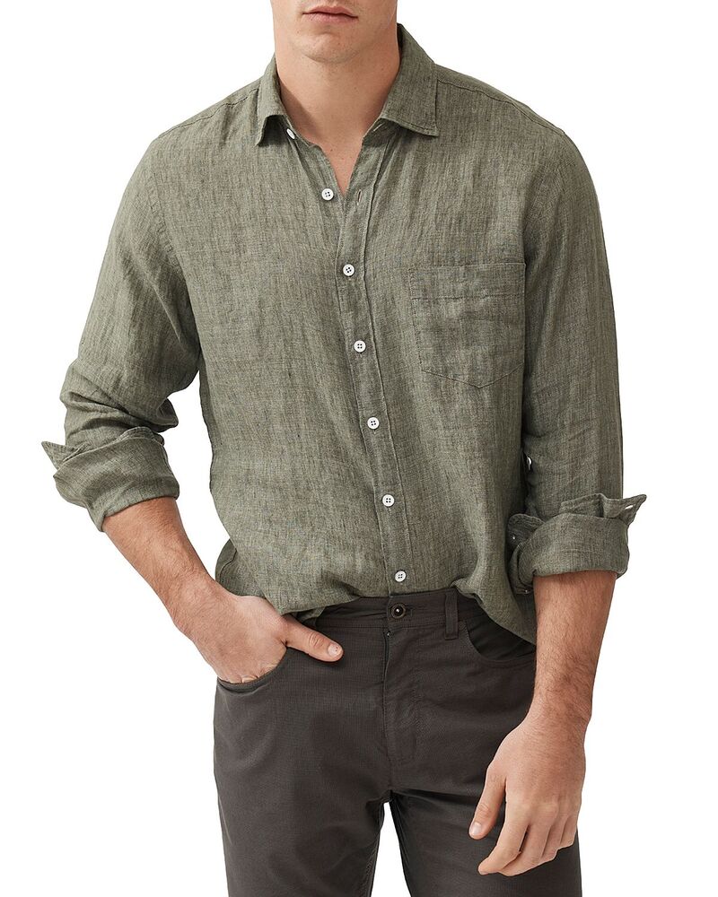 ロッドアンドグン メンズ トップス シャツ リネン Rodd \u0026 Gunn Coromandelinen Shirt Kelp