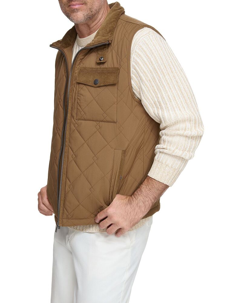 アンドリュー目じるし メンズ アウター より良い コール天 キルティング Andrew Marc Barnet Quilted Corduroy Trimmed Wateresistant Vest Sepia