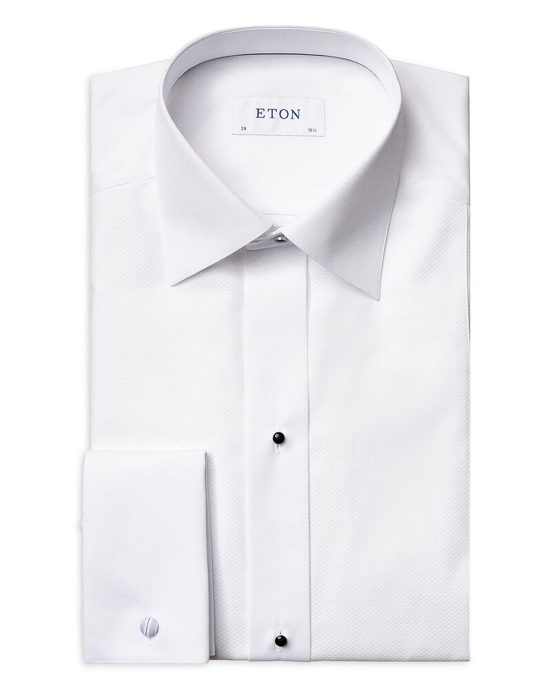 エトン メンズ トップス シャツ Eton Classic Fit White Piqu Formal Shirt White ホワイト|ReVida 店