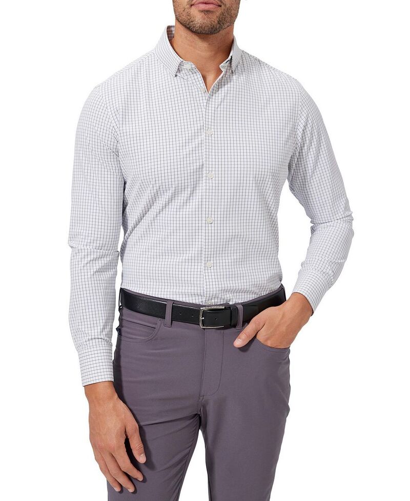 ミズンメイン メンズ トップス シャツ Mizzen+Main Leewardresshirt White Navy Mini Grid ホワイト