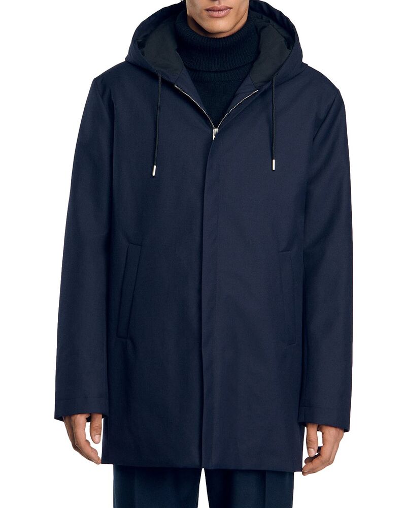 サンドロ メンズ アウター ジャケット・ブルゾン ミニ パーカー Sandro Minimalistech Parka Navy Blue ネイビー