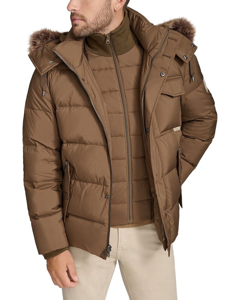 アンドリュー見澄ます メンズ アウター 上衣・上衣 落ち込む Andrew Marc Forester Faux Fur Trim Down Jacket Cappucino