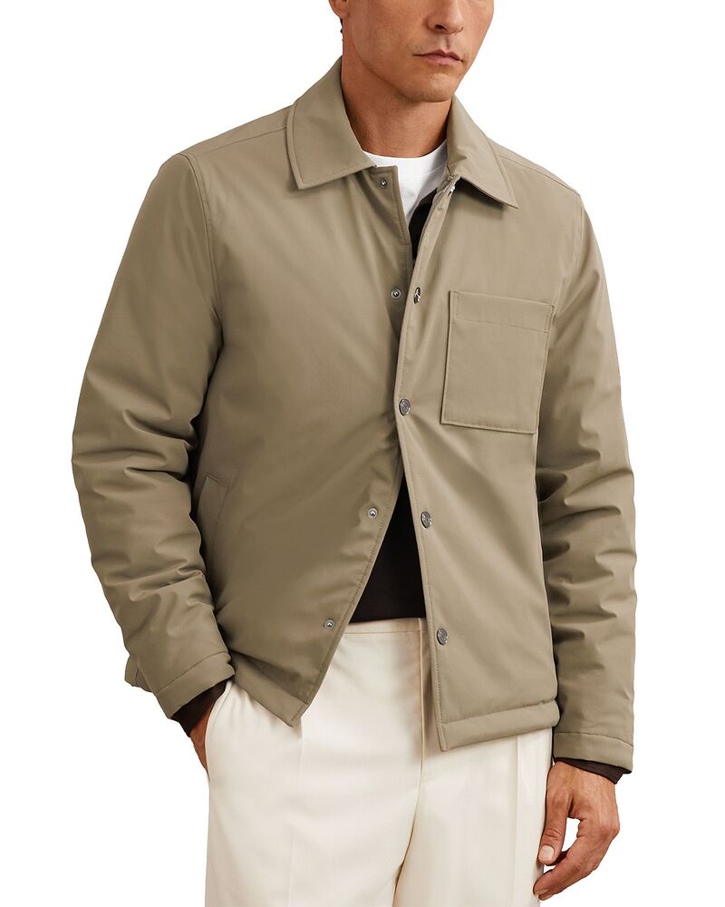 レイス メンズ トップス シャツ ナイロン REISS Parker Long Sleeve Nylon Patch Pocket Overshirt Olive Green グリーン