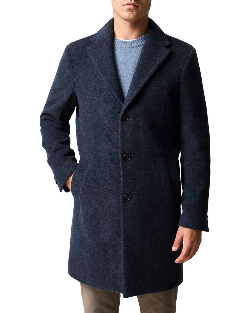 ロッドアンドグン メンズ アウター コート Rodd & Gunn Tailored Fit Colwood Overcoat Navy Marley ネイビー|ReVida 店