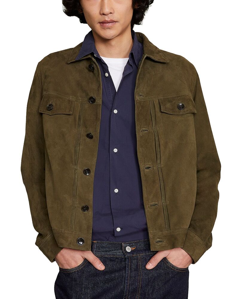 オフィシンジェネレール メンズ アウター 上衣・上衣 スエードクロス Officine G?n?rale Liam Suede Jacket Olive Original オリーブ
