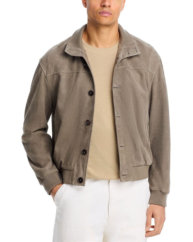 ひな形 メンズ アウター 上衣・上衣 スエードクロス FRAME Rib Collar Suede Jacket Smoky Green 緑であること