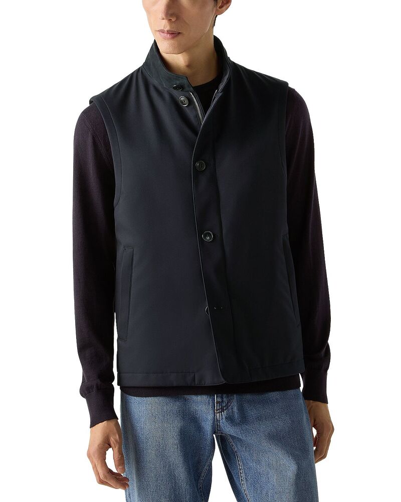 ゼニア メンズ アウター より良い ZEGNA Microfiber Motorin 50竓 Vest Navy Blue 米国海軍