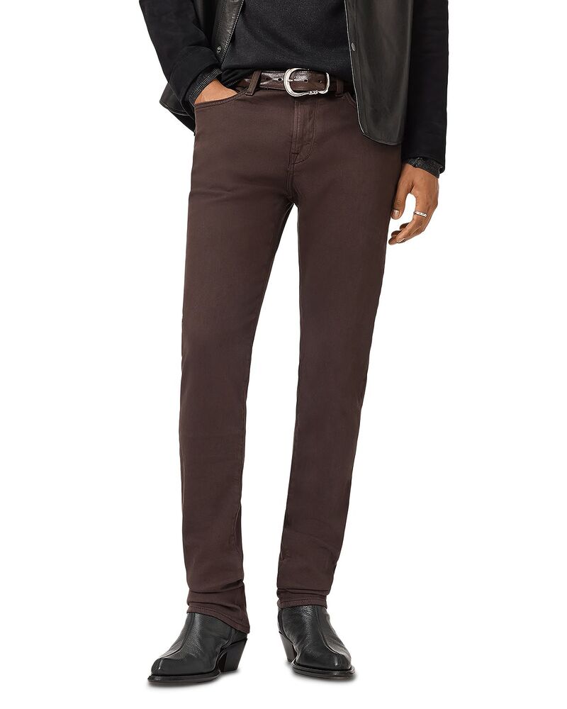 ジョンバルベイトス メンズ ボトムス デニムパンツ スリムフィット ニット ジーンズ John Varvatos Elri Knit Slim Fit Jeans Dark Brown ブラウン｜ReVida 店 45,480円