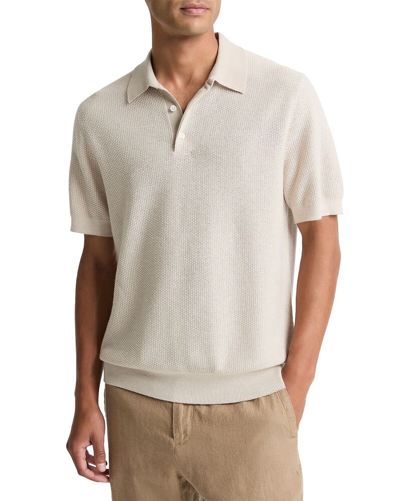 ヴィンス メンズ トップス ポロシャツ Vince Geo Jacquard Short Sleeve Polo Shirt Mineral/Classicream クリーム｜ReVida 店