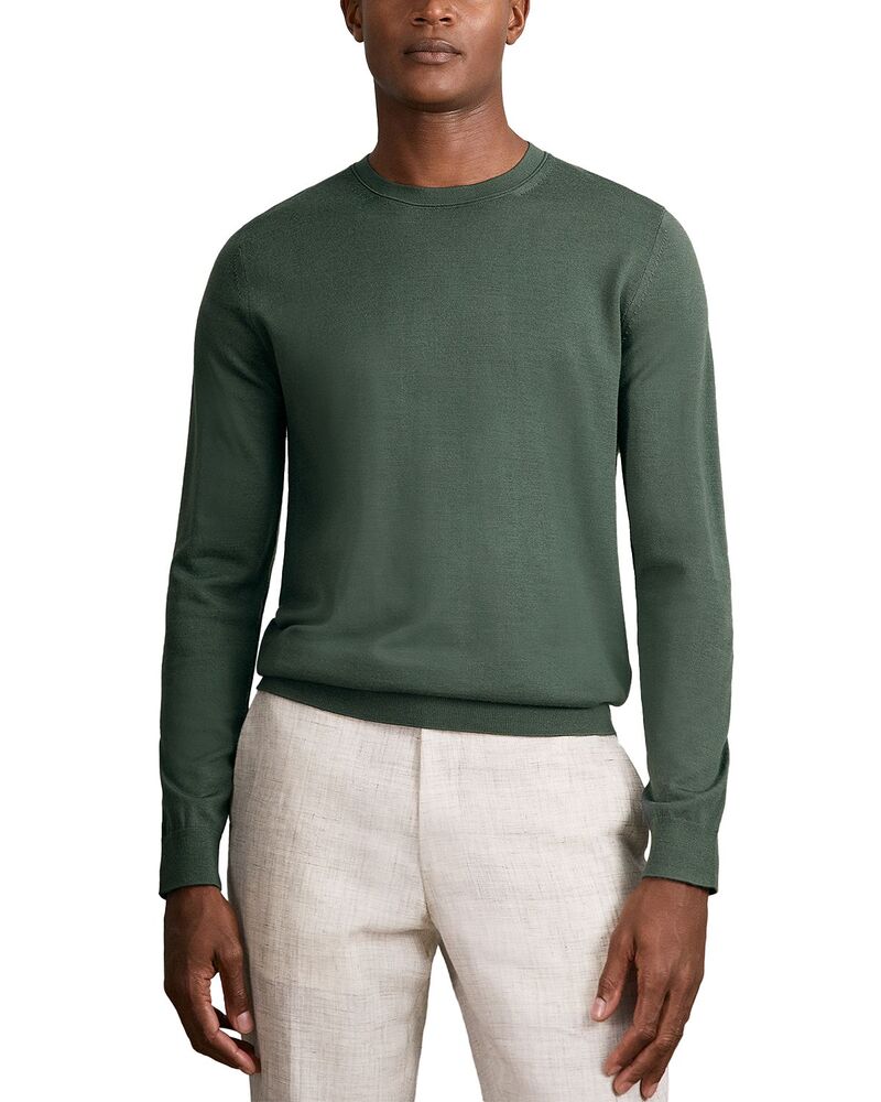 レイス メンズ アウター 編み物・プルオーバー 労働者の一団のど頚 REISS Wessex Merino Crewneck Sweater Kale Green 緑であること