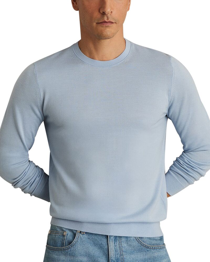 レイス メンズ アウター ニット・セーター クルーネック REISS Wessex Merino Crewneck Sweater Soft Blue ブルー