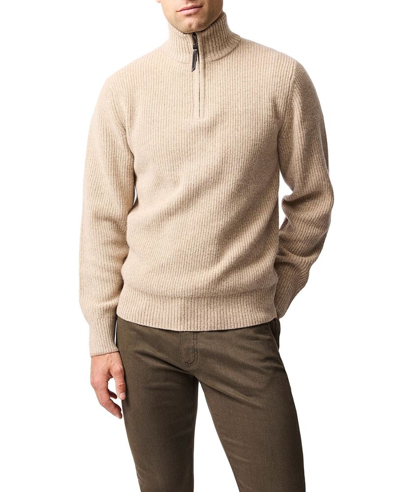ロッドアンドグン メンズ アウター ニット・セーター ハーフジップ Rodd & Gunn Robbies Road Quarter Zip Sweater Flax｜ReVida 店