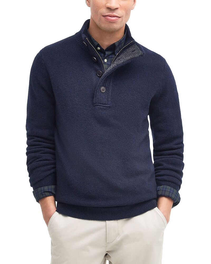 バブアー メンズ アウター ニット・セーター モックネック Barbour Elbow Patch Mock Neck Sweater Navy ネイビー