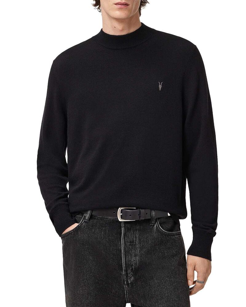 オールセインツ メンズ アウター ニット・セーター レギュラーフィット モックネック ナイロン ウール ALLSAINTS Kilburn Wool & Nylon Regular Fit Mock Neck Sweater Black ブラック 31,720円