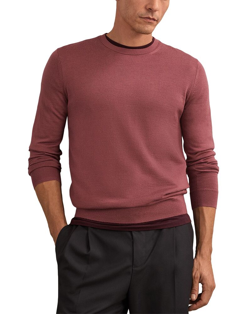 レイス メンズ アウター 編み物・プルオーバー 労働者の一団のど頚 毛糸 REISS Merino Wool Crewneck Sweateraspberry