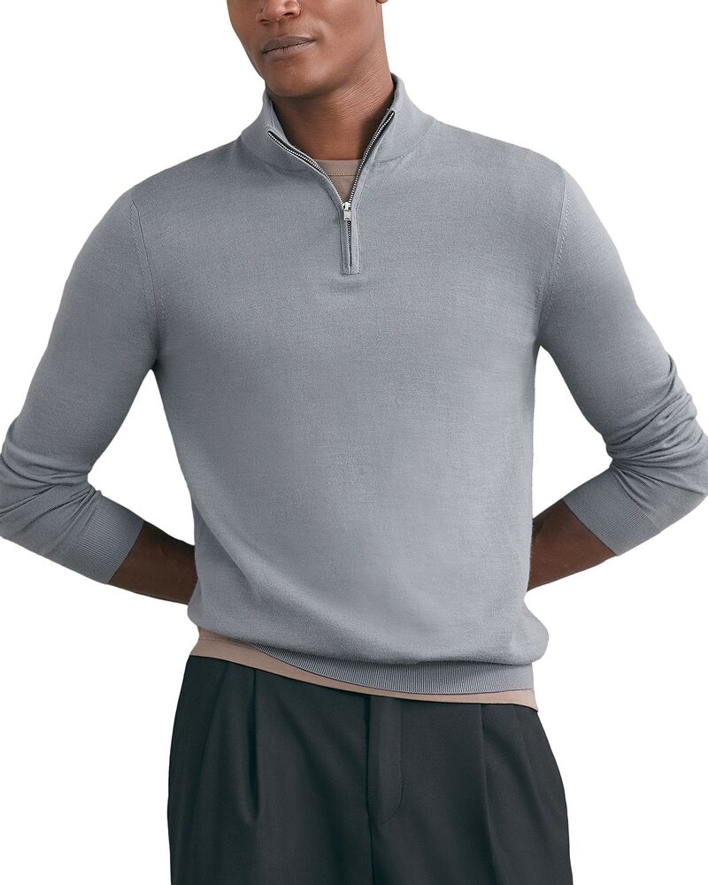 レイス メンズ アウター 編み物・プルオーバー ハーフジップ REISS Half Zip Funnel Sweater Steel Blue 青味