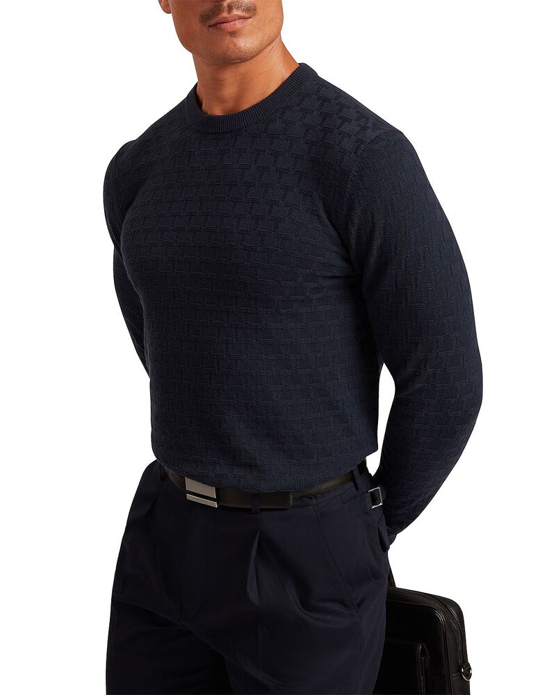 テッドベーカー メンズ アウター ニット・セーター クルーネック Ted Baker Sainsy Crewneck Sweater Navy ネイビー