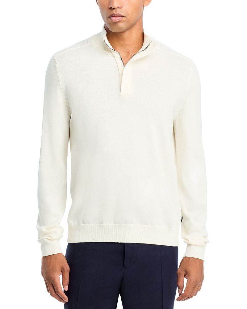 元締め メンズ アウター 編み物・スウェーター BOSS Horman Sweater Open White 白いこと