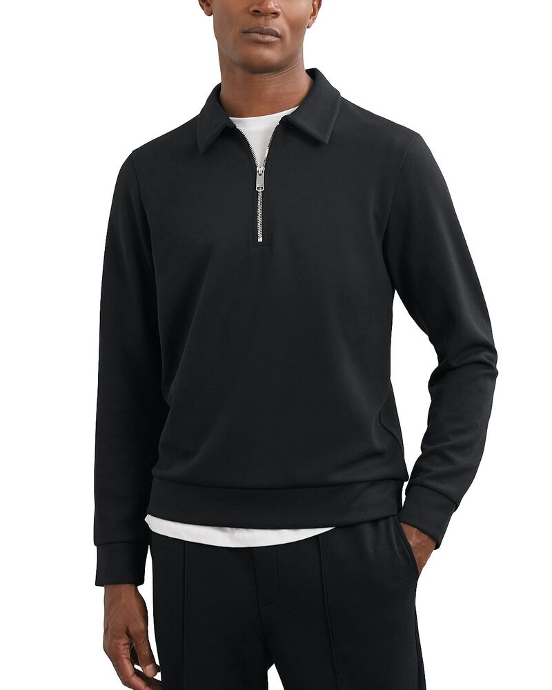 レイス メンズ アウター ニット・セーター ハーフジップ REISS Interlock Half Zip Sweater Navy Blue ネイビー