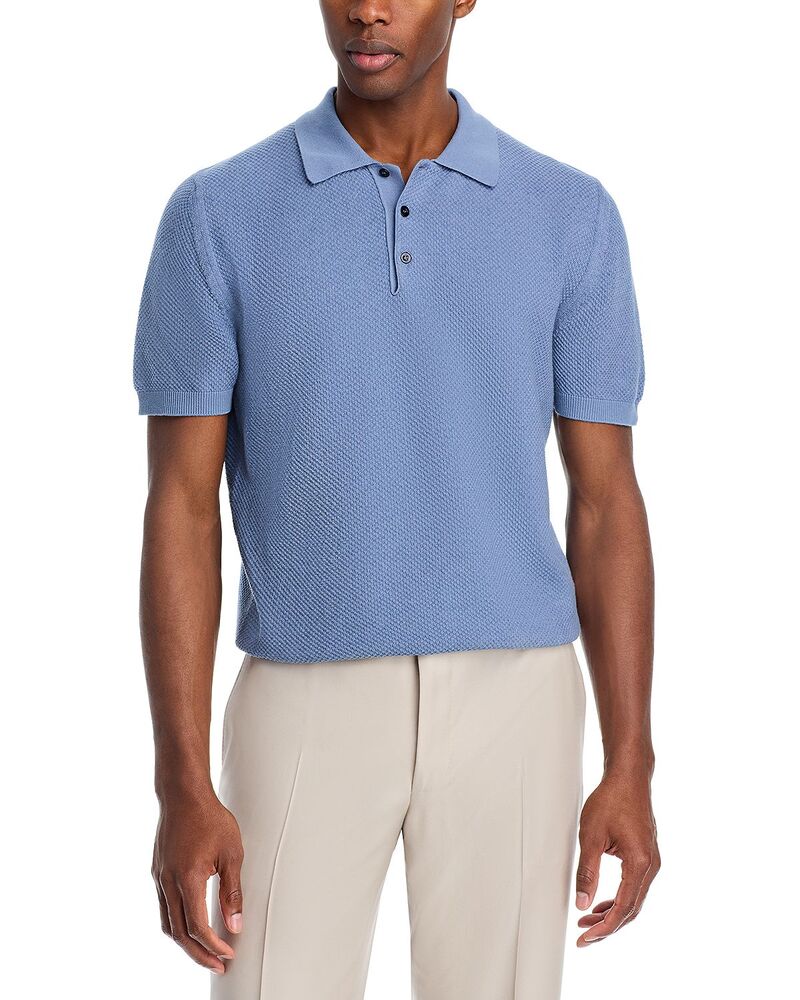 カナーリ レディース トップス スポーツシャツ 綿織物 編み物 Canali Cotton Textured Knit Polo Shirt Light Blue 青碧