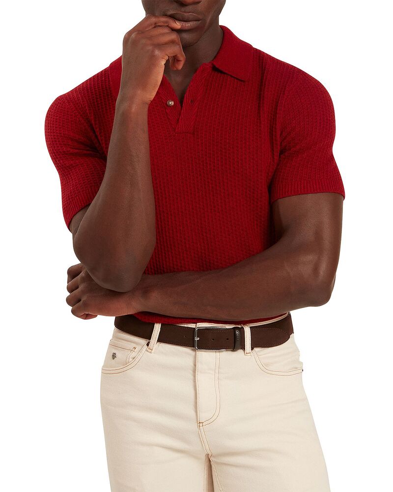 テッドベーカー メンズ トップス ポロシャツ Ted Baker Caelum Herringbone Polo Shirt Red レッド