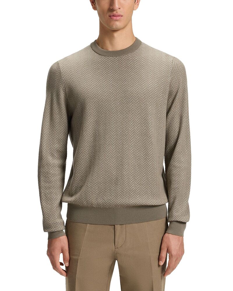ボス メンズ アウター ニット・セーター クルーネック BOSS Habito Crewneck Sweater Open Brown ブラウン