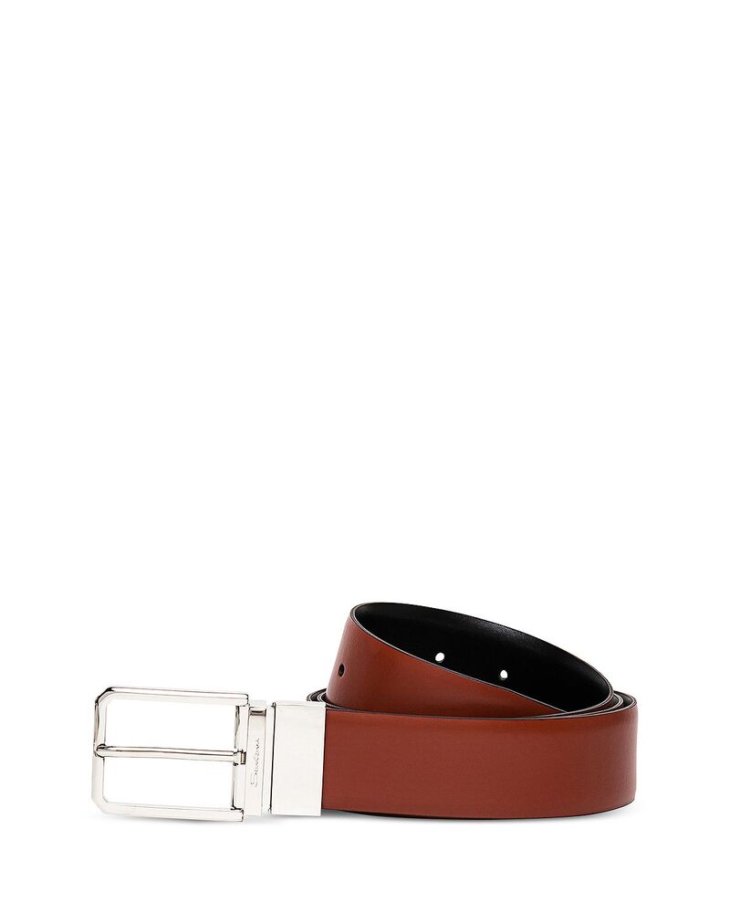 サントーニ メンズ 付属物 三尺帯 なめし革 Santoni Men\u0027s Reversibleather Beltan/Black 黒いこと