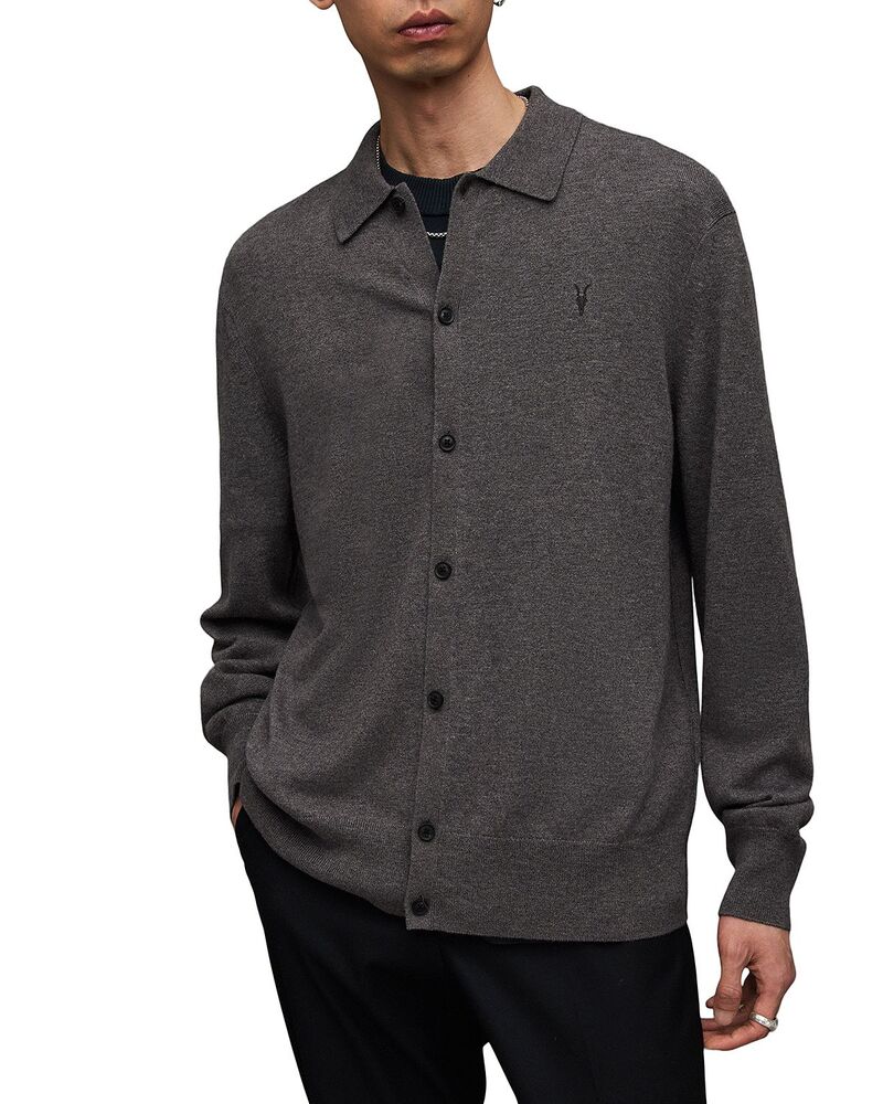 オールセインツ メンズ アウター 編み物・プルオーバー ジレー ALLSAINTS Kilburn Cardigan Monument Grey 薄墨色