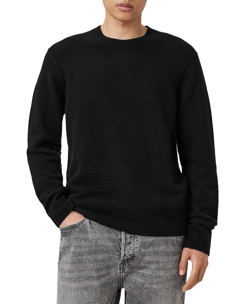 オールセインツ メンズ アウター ニット・セーター クルーネック ALLSAINTS Pattern Crewneck Sweater Black ブラック｜ReVida 店